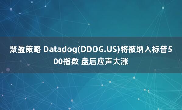 聚盈策略 Datadog(DDOG.US)将被纳入标普500指数 盘后应声大涨
